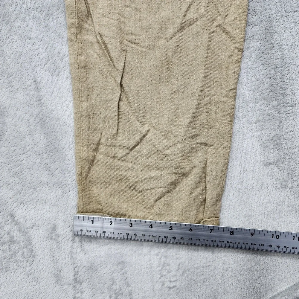 Vintage Dockers Dress Slacks Mens 30x30 Beige Linen Blend Pleated Cuffed Preppy